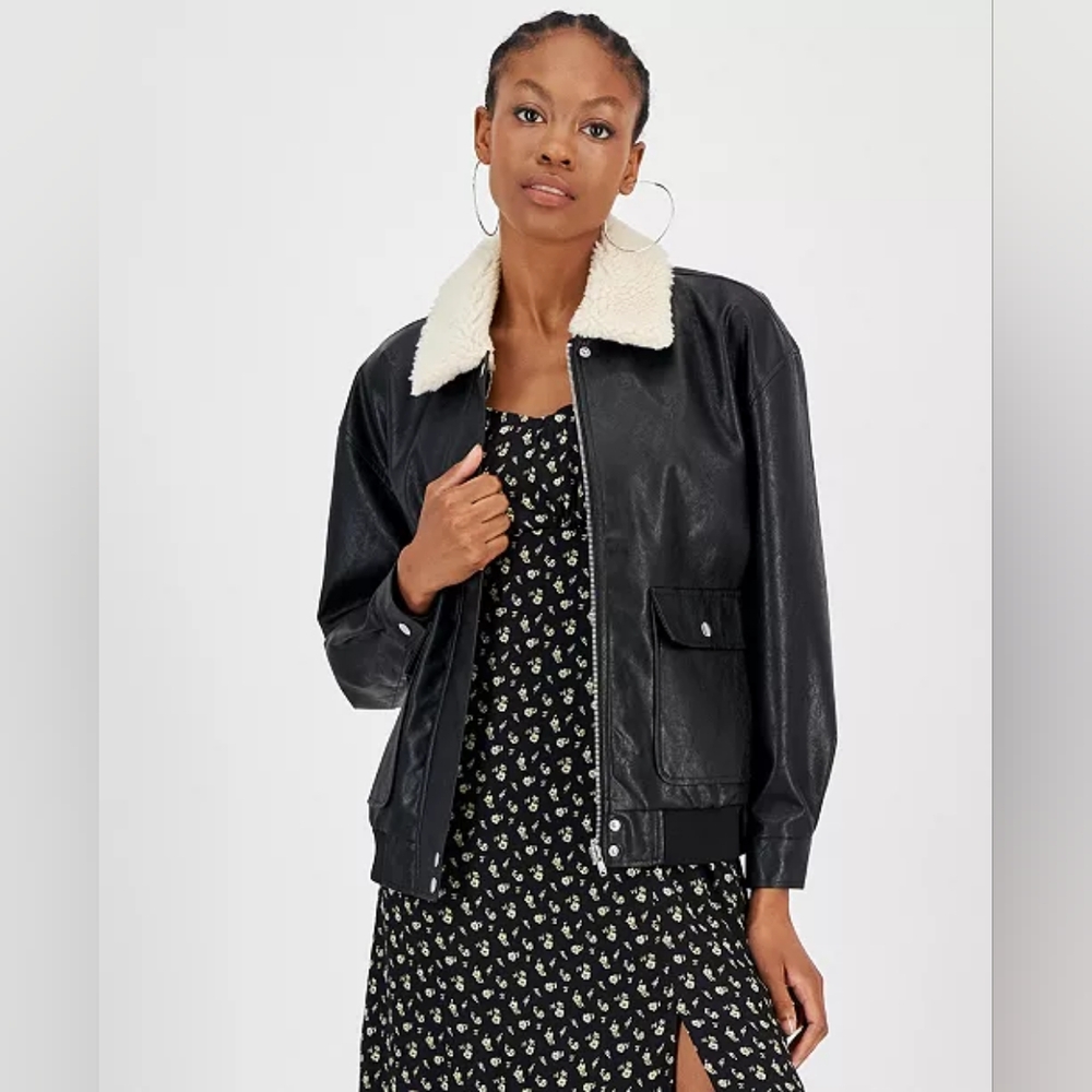Macy's And Now This Faux-Leather Bomber Jacket